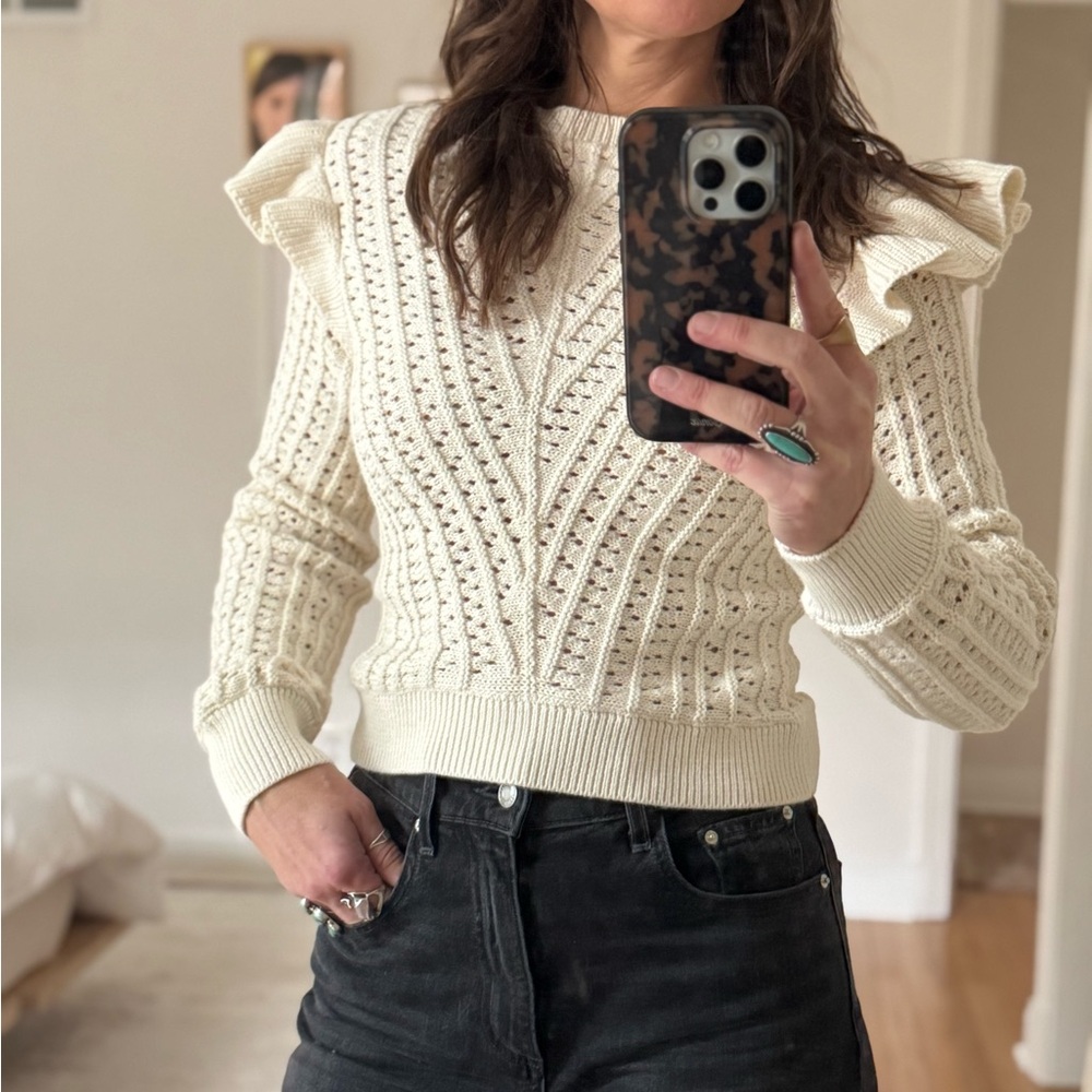 Nation LTD Cream Ruffle Sweater